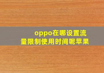 oppo在哪设置流量限制使用时间呢苹果