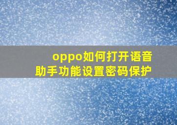 oppo如何打开语音助手功能设置密码保护