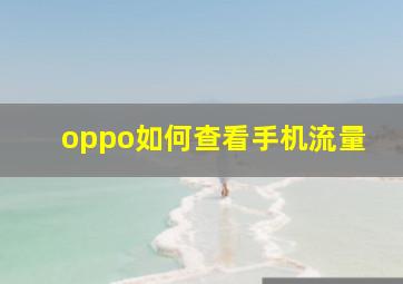 oppo如何查看手机流量