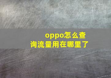 oppo怎么查询流量用在哪里了