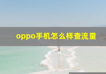 oppo手机怎么样查流量