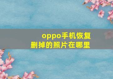 oppo手机恢复删掉的照片在哪里