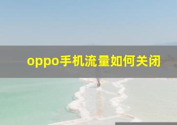 oppo手机流量如何关闭