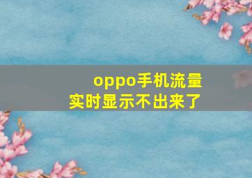 oppo手机流量实时显示不出来了