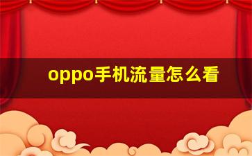 oppo手机流量怎么看