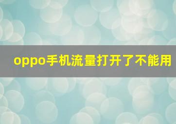 oppo手机流量打开了不能用