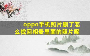 oppo手机照片删了怎么找回相册里面的照片呢