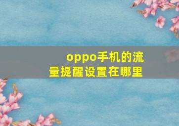 oppo手机的流量提醒设置在哪里