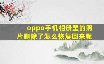 oppo手机相册里的照片删除了怎么恢复回来呢