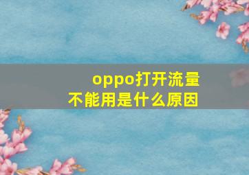 oppo打开流量不能用是什么原因