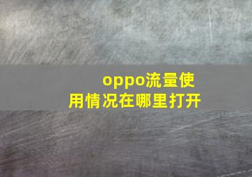 oppo流量使用情况在哪里打开