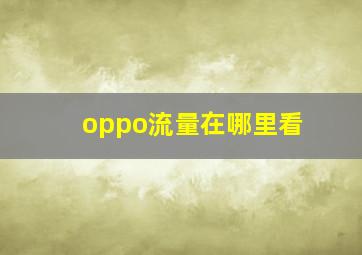 oppo流量在哪里看