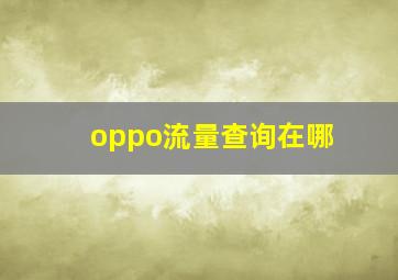 oppo流量查询在哪