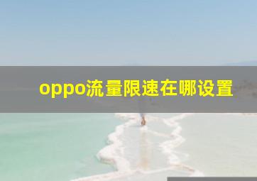 oppo流量限速在哪设置