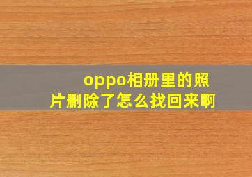 oppo相册里的照片删除了怎么找回来啊