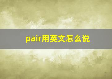 pair用英文怎么说