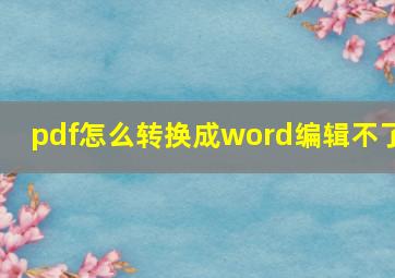 pdf怎么转换成word编辑不了