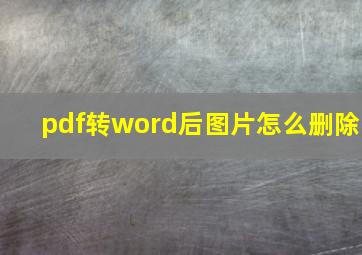 pdf转word后图片怎么删除