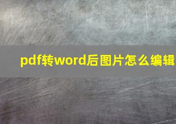 pdf转word后图片怎么编辑