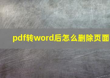 pdf转word后怎么删除页面