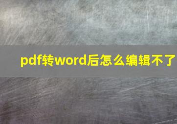 pdf转word后怎么编辑不了