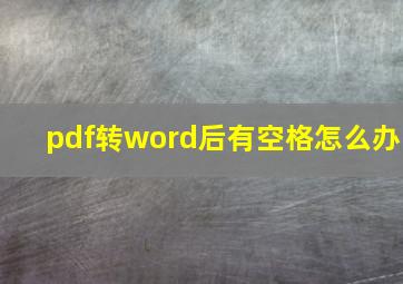 pdf转word后有空格怎么办