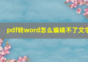 pdf转word怎么编辑不了文字