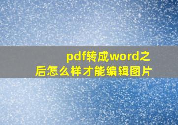 pdf转成word之后怎么样才能编辑图片