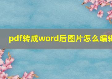 pdf转成word后图片怎么编辑