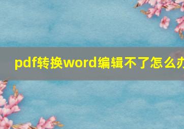 pdf转换word编辑不了怎么办