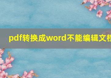 pdf转换成word不能编辑文档