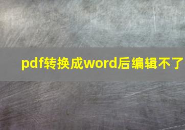 pdf转换成word后编辑不了