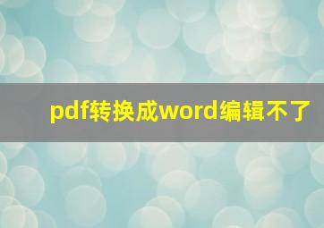 pdf转换成word编辑不了