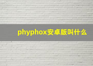 phyphox安卓版叫什么