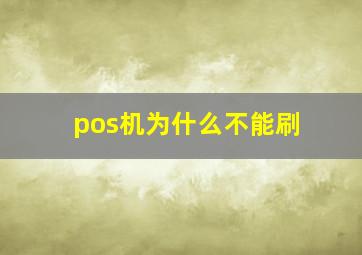 pos机为什么不能刷