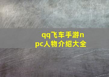 qq飞车手游npc人物介绍大全