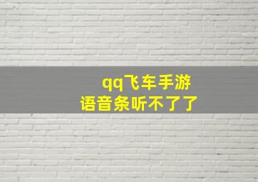 qq飞车手游语音条听不了了