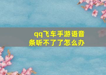 qq飞车手游语音条听不了了怎么办