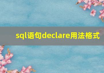 sql语句declare用法格式