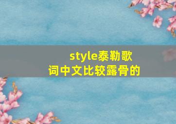 style泰勒歌词中文比较露骨的