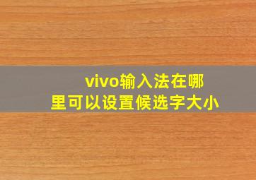 vivo输入法在哪里可以设置候选字大小