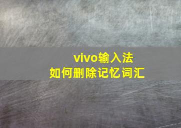 vivo输入法如何删除记忆词汇