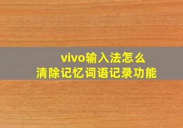 vivo输入法怎么清除记忆词语记录功能