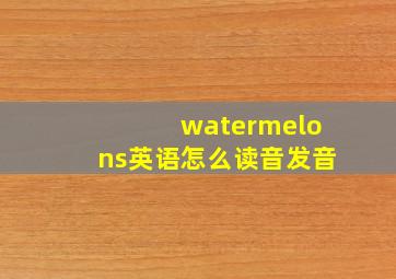 watermelons英语怎么读音发音