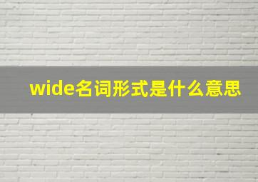 wide名词形式是什么意思