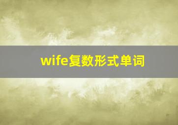 wife复数形式单词