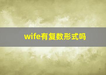 wife有复数形式吗