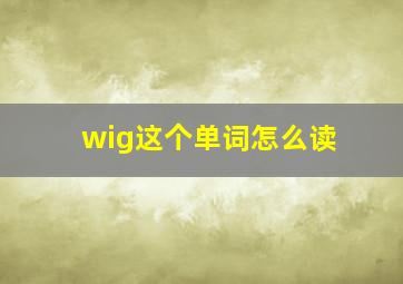 wig这个单词怎么读