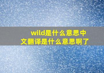 wild是什么意思中文翻译是什么意思啊了