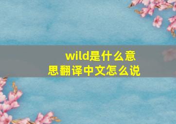 wild是什么意思翻译中文怎么说